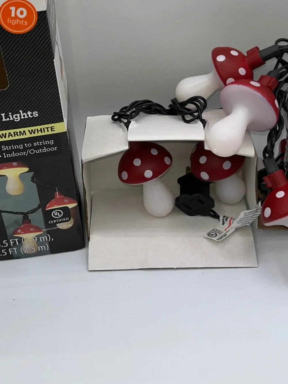 LED Mushroom String Fairy 10 Blow Mold Indoor Decor 6.5 Feet New 2 Sets SO CUTE